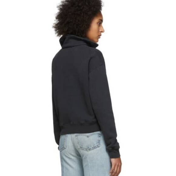 RE/DONE 70's Half Zip Sweatshirt in Washed Black Size XS NWOT - Picture 2 of 8